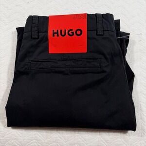 HUGO BOSS Mens‎  33x32 (Fits 34x29) Black Casual Dress Pants Trousers Cotton NWT